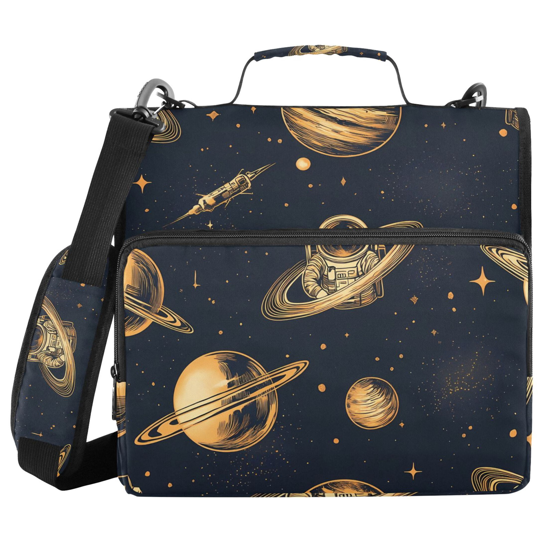 ALAZA Zipper Binder Astronaut Planet Space 3 Ring Trapper Keeper File Folder Organizer Bag