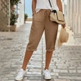 thumbnail image 6 of JJHGVB Cotton Linen Capris for Women Resort Wear for Women 2026 Beach Boho Pants Dress Shorts for Women Pedal Pushers for Women Cotton Linen Pants Baggy Shorts Women Beach Cropped Trousers Coffee S, 6 of 8