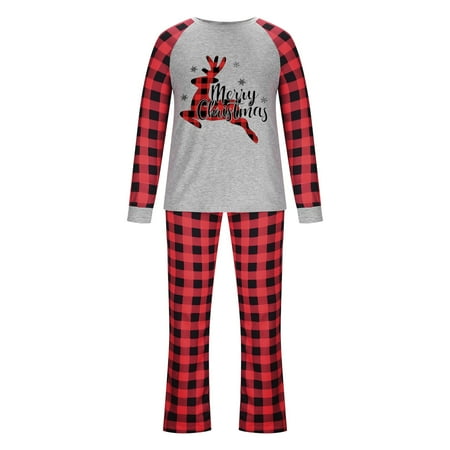 

Yrtoes Christmas Men Dad Printed Blouse Tops+Pants Family Matching Pajamas Set
