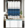 thumbnail image 6 of No Hook Cloth Fabric Shower Curtain with Snap in Liner, Lake Blue Stripes Waterproof Shower Curtains Set with See Through Top Window, Modern Minimalist Gradient Lines Bath Curtains Shower 36"x78", 6 of 6