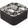 thumbnail image 2 of GZHJMY White Skull Compact Leather Jewelry Box - Mini Travel Jewelry Case Organizer & Holder for Girls, Women | Ideal for Necklace Bracelet Earrings Rings, 2 of 7