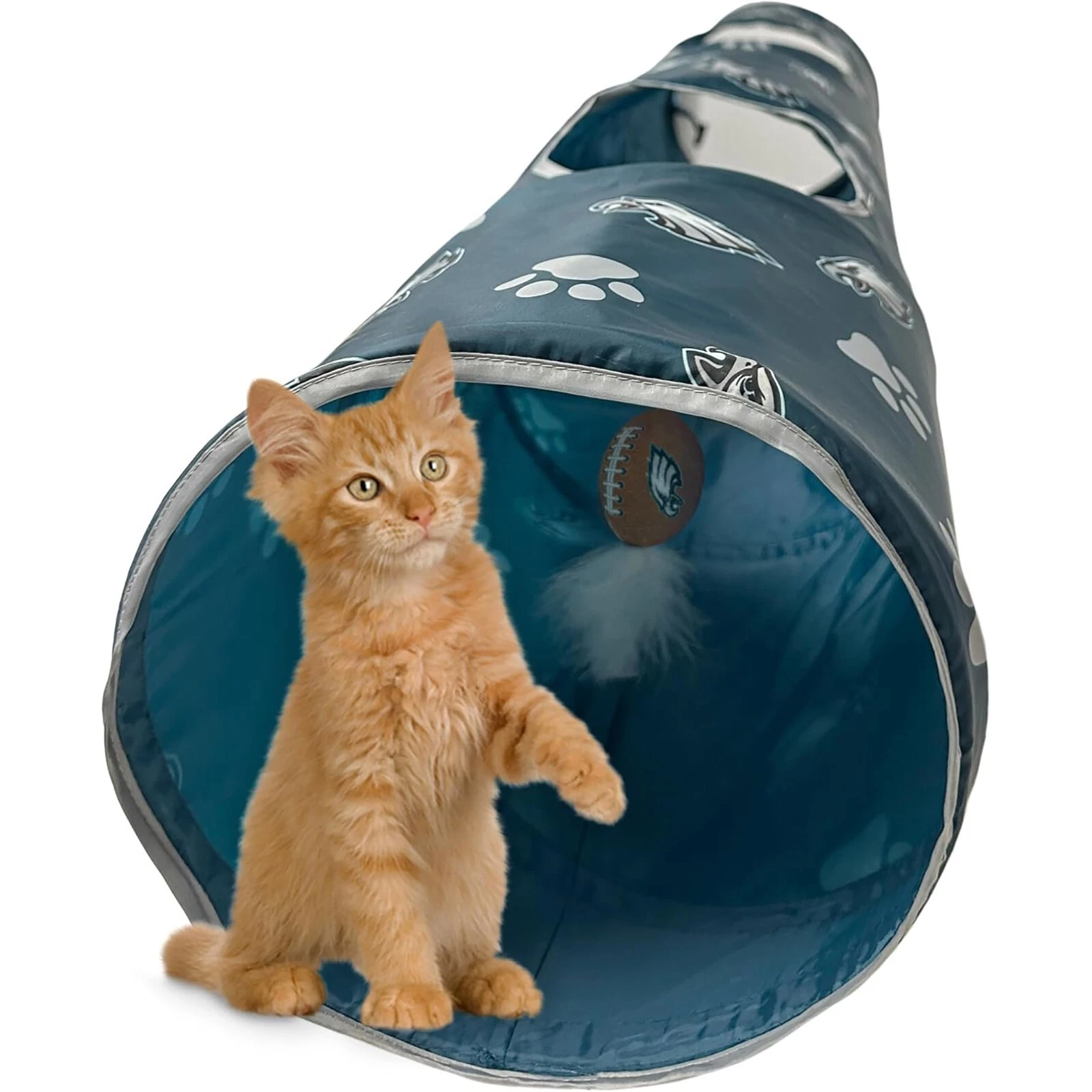 Pets First NFL Cat Tunnel Tube Toy & Plush Football Toy Filled with Catnip