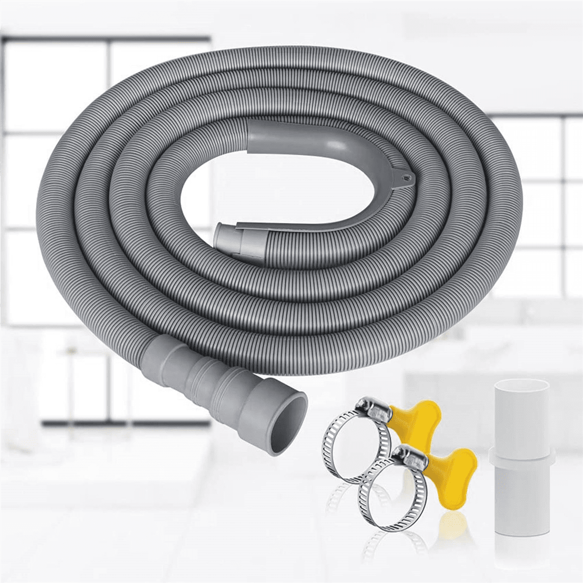 5X Drain Hose Extension Set Universal Washing Machine Hose 10Ft, Include Bracket Hose Connector and Hose Clamps