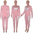 thumbnail image 2 of Akmipoem Women Letter Pink Sweatsuit 2 Piece Plus Size Striped Trackpants Pullover Outfits Jogging Suit Tracksuit, 2 of 6