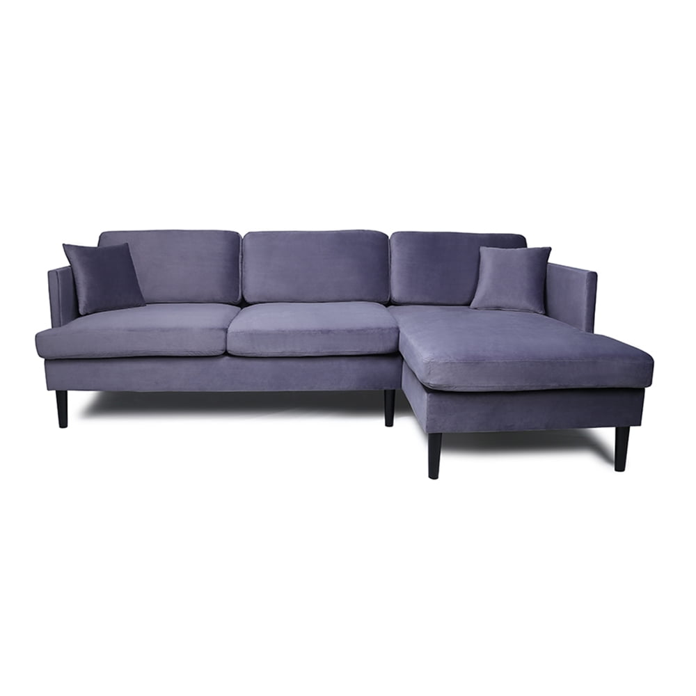 Kepooman Modern L-Shaped Convertible Sectional Sofa Bed for Small Space Living Room, Velvet Facing, Gray Kepooman Modern L-Shaped Convertible Sectional Sofa Bed for Small Space Living Room, Velvet Facing, Gray