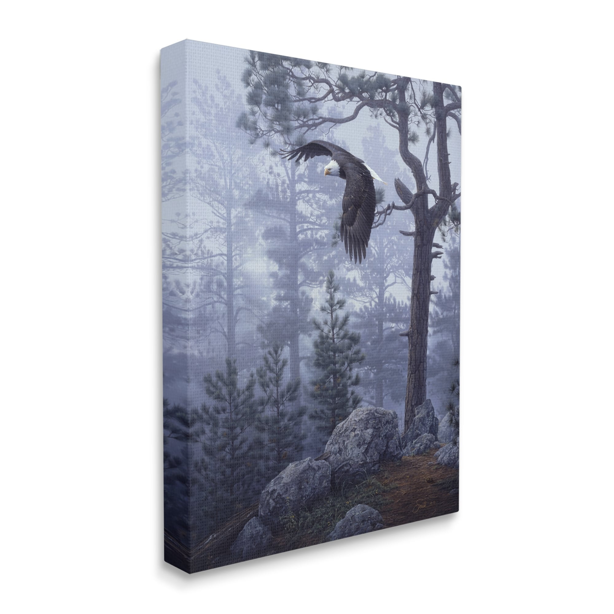 Stupell Industries Eagle Flying Woodland Scene Animals & Insects Photography Gallery Wrapped Canvas Print Wall Art