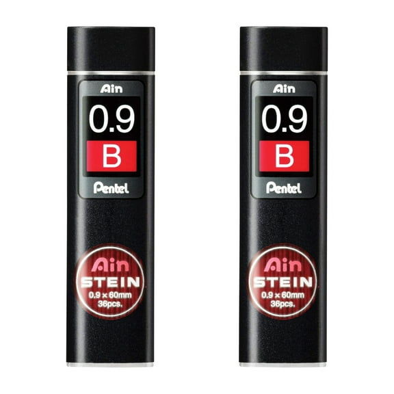 Pentel Ain Stein Mechanical Pencil Refill Leads - 0.9mm - B - 2 Tubes - 36 Leads per Tube