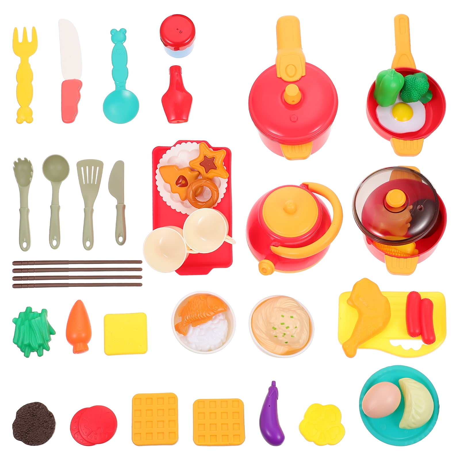 49pcs/Set Kids Kitchen Toy Set Cookware Plaything Simulation Meals Cutlery Toys