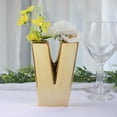 thumbnail image 2 of Efavormart 6" Shiny Gold Plated Ceramic Letter "V" Sculpture Flower Vase, Bud Planter Pot Table Centerpiece, 2 of 7