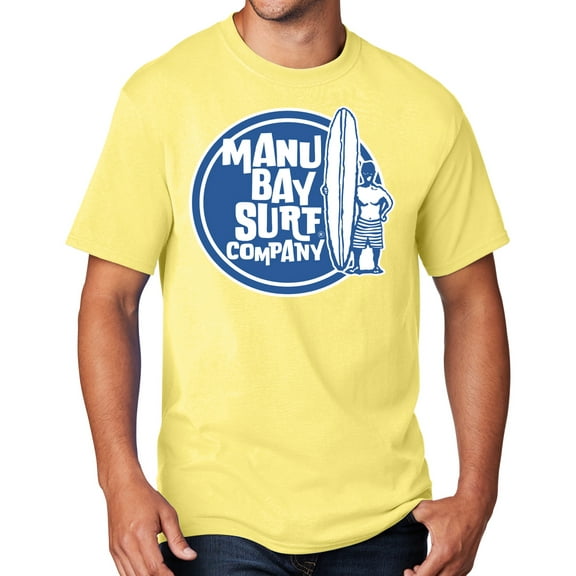 Men's Manu Bay SURFER DUDE T-shirt, Small Yellow