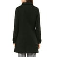 thumbnail image 3 of INSPIRE CHIC Women's Peter Pan Collar Single Breasted Winter Overcoat L Black, 3 of 7