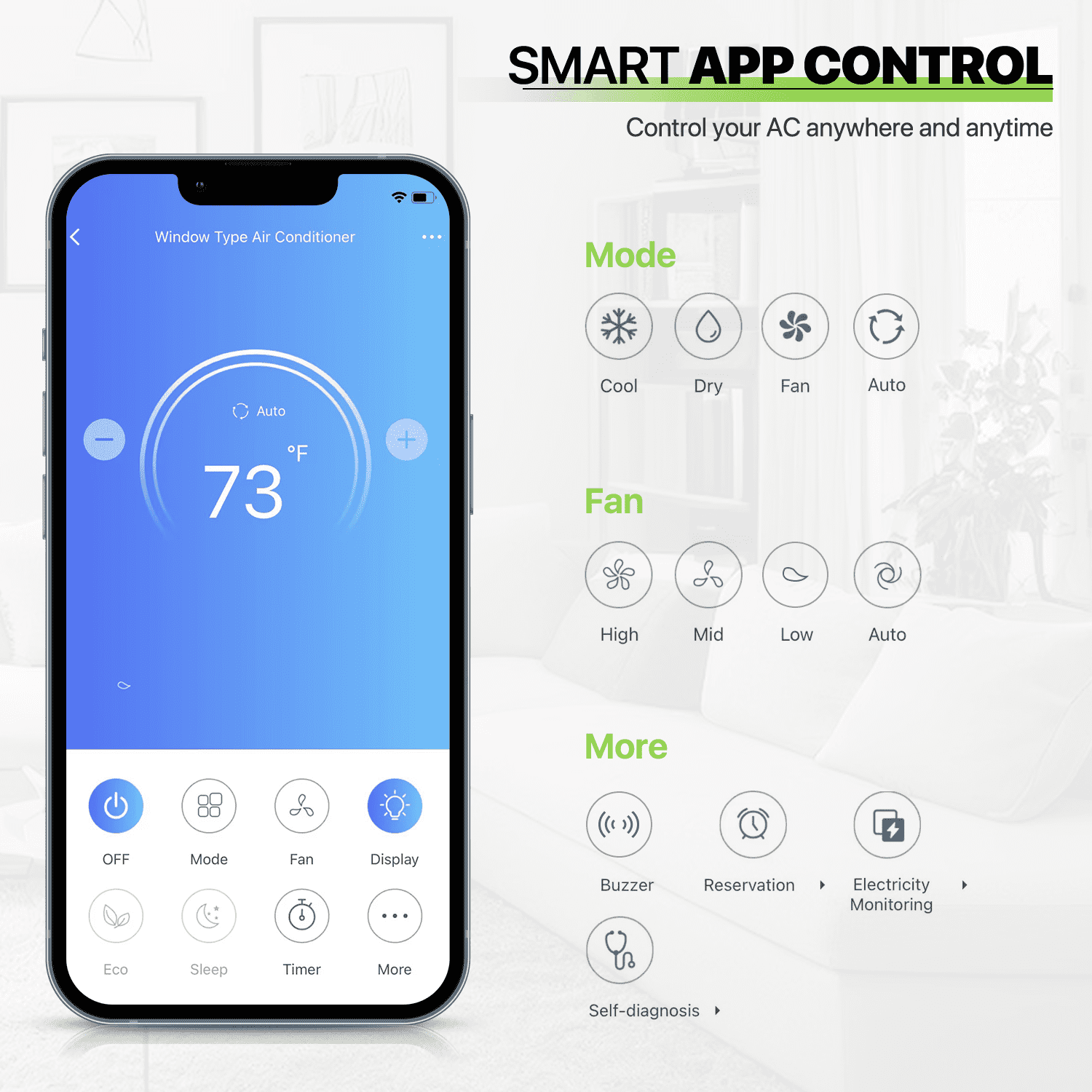 Magshion 6,000 BTU Smart Window Air Conditioner with WiFi, Energy Saving AC Unit with Remote & App Control & Timer Function, Quiet Operation, Cools 151-250 Sq.Ft., White