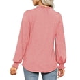 thumbnail image 3 of Blusa con volantes, manga abullonada, cuello en V, manga larga, color puro, tops de moda para mujer, 3 of 6