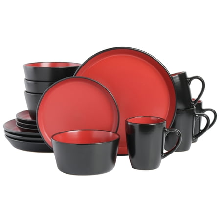 Gibson Home Vermont Park 12-Piece Stoneware Dinnerware  Red