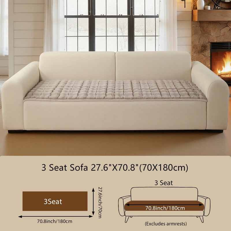 OHSIO Couch Cover for Pets, Non-Slip Fuzzy Sofa Slipcover, Washable Soft Sofa Protector for Couch Sofa and Sectional (Light Brown, 27.6'' x 70.8'')