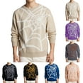 thumbnail image 5 of Men's Spider Web Knit Sweater Long Sleeve Crew Neck Casual Pullover Top, 5 of 5