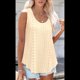 thumbnail image 5 of Camisetas Sin Mangas para Mujer, con Bordado de Ojales, Cuello Redondo, Corte Holgado, Informal, de Verano, Fluidas Amarillo S, 5 of 8