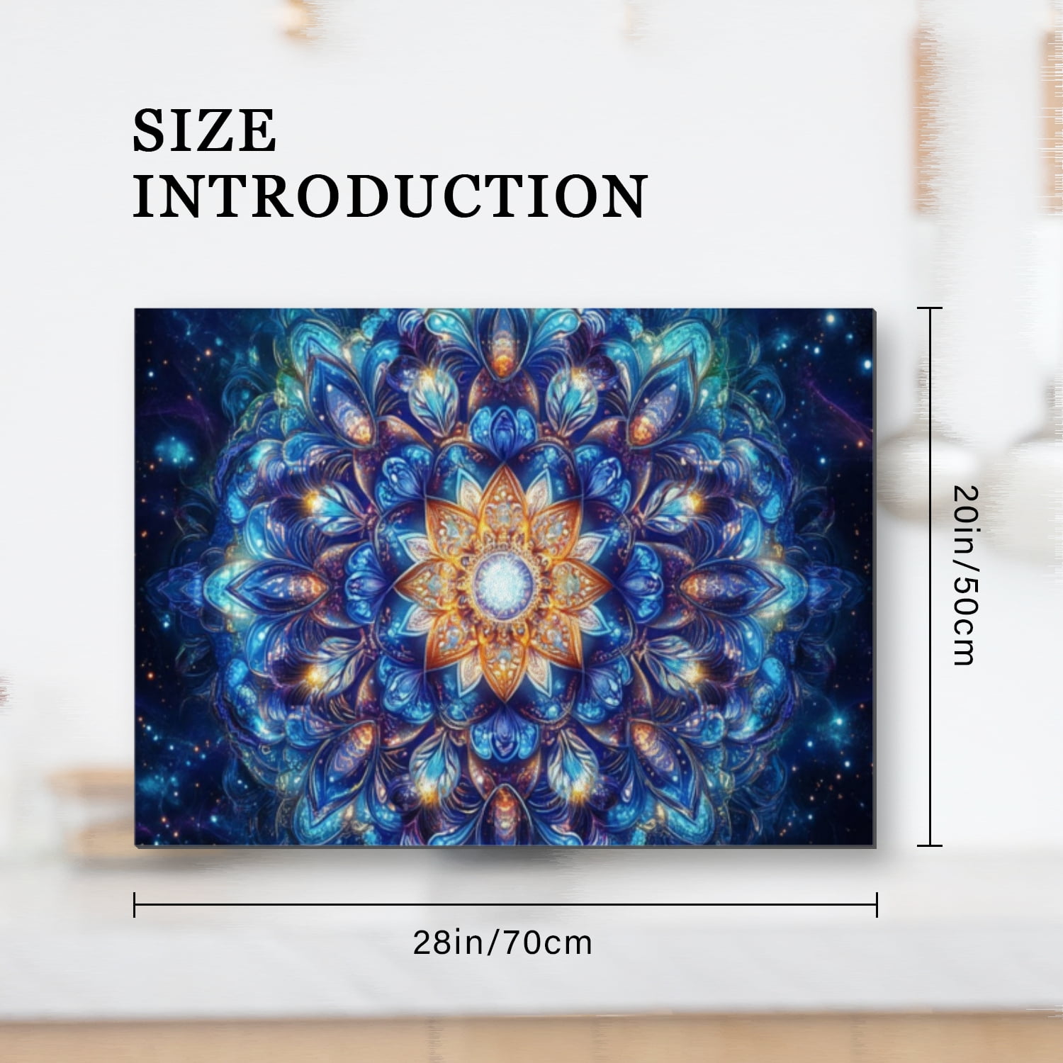 Square Stove Top Covers, Fantasy Blue Mandala Flower Heat Resistant Foldable Electric Stove Burner Covers, Glass Induction Stovetop Protector Mat for Kitchen RV (28×20 Inch)