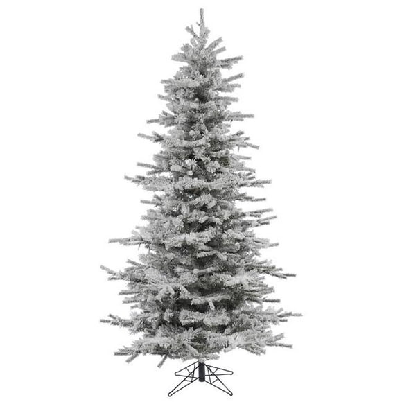 Vickerman A862085 10 ft. x 66 in. Flocked White on Green Slim Sierra Christmas Tree with 2131 Tips