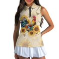 thumbnail image 3 of Whosucclay Rooster and Sunflower Pattern Ladies Golf Shirt for Women, Zipper Sleeveless Shirts Quick Dry Stretchy Women Golf Sleeveless Half Zip Top, 3 of 7