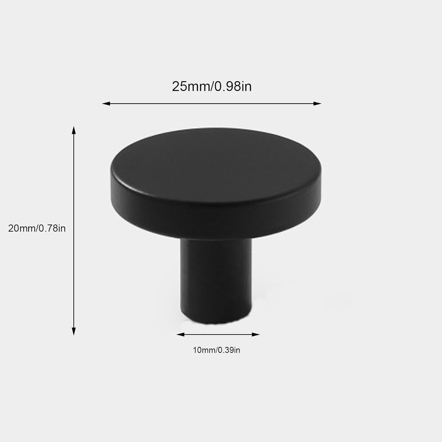 ABCISI 10 Pack Matte Black Cabinet Knobs, Single Hole Cabinet Door Pulls, Solid Kitchen Dresser Knobs, Round Knobs and Pulls for Cabinets and Drawers