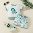 thumbnail image 2 of Huesdet Baby Boy Summer Clothes Letter Short Sleeve T-Shirt and Pocket Shorts Set Cute Toddler Outfit for Boys for Summer Playwear(Sky Blue,2-3 Years), 2 of 7