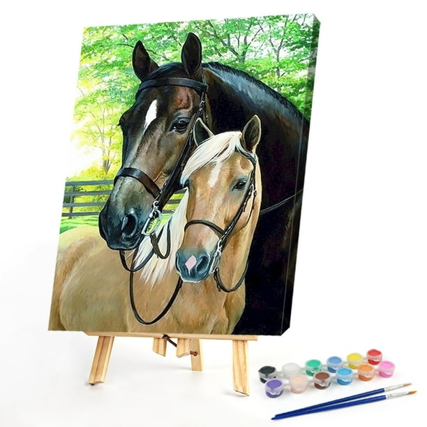 Cuadros Decorativos Caballo fino pintura al óleo por números Kit DIY pintura acrílica sobre lienzo arte sin marco Tmvgtek embutido en tela