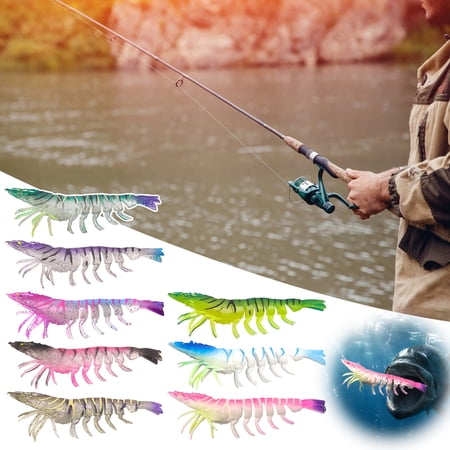Rodiuiu 9.5cm/4.8g TPE Soft Bionic Shrimp Bait Realistic Glitter Shrimp Lure Simulation Prawn Swim Bait for Freshwater Saltwater Trout Bass Fishing