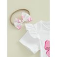 thumbnail image 6 of BemeyourBBs Newborn Baby Girls Summer Clothes Short Sleeve Bow Embroidery Romper Ruffle Shorts Set Headband Infant Baby Girl Summer Outfits, 6 of 9