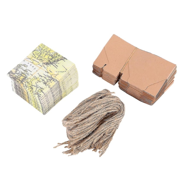 50 piezas de caja de colección de mapas alrededor del mundo bolsa de regalo de caramelo marrón para fiesta