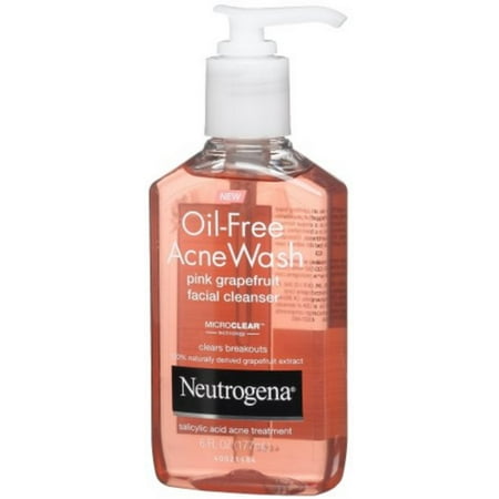 Neutrogena Oil-Free Acne Wash Face Cleanser, Pink Grapefruit 6 oz (Pack of 2)