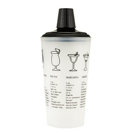 Black Cocktail Case - Unique Cocktail Shaker, 30oz. Black Recipe Plastic Cute Clear Shaker Cocktail (Sold by Case, Pack of 12)