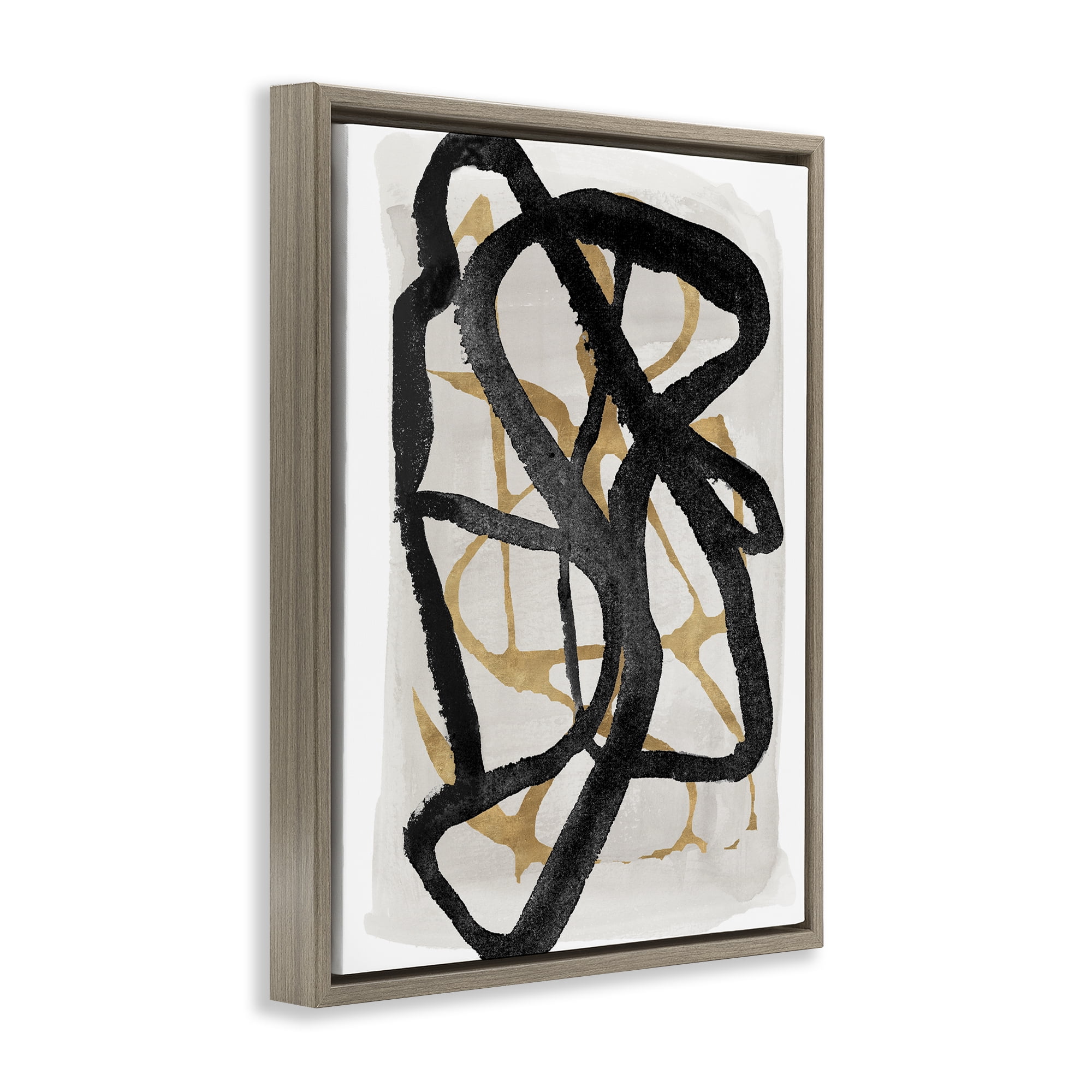 Stupell Industries Expressive Hindsight in Black Brown Framed Floater Canvas Wall Art, design by Lucille Price