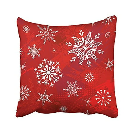 - WinHome Merry Christmas White Snowflake Pattern Red Decorative Pillowcases With Hidden Zipper Decor Cushion Covers Two Sides 18x18 inches