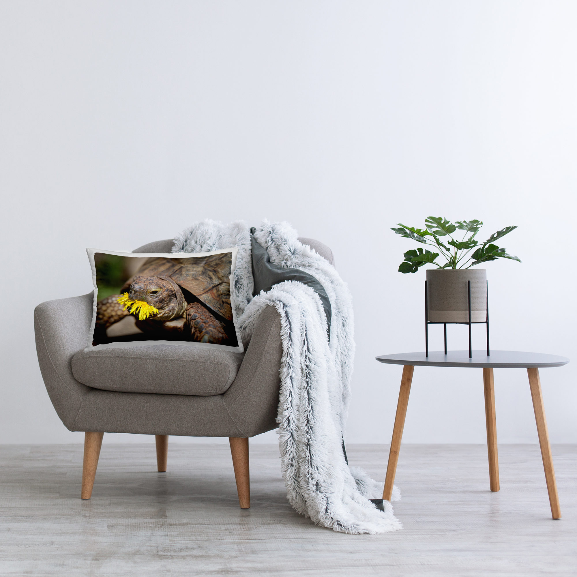 Stupell Industries Turtle Eating Dandelion Decorative Printed Throw Pillow, 14 x 20