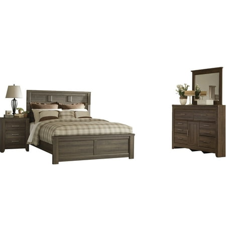 Ashley Furniture Juararo 4 Pc Queen Panel Bedroom Set Dark Brown