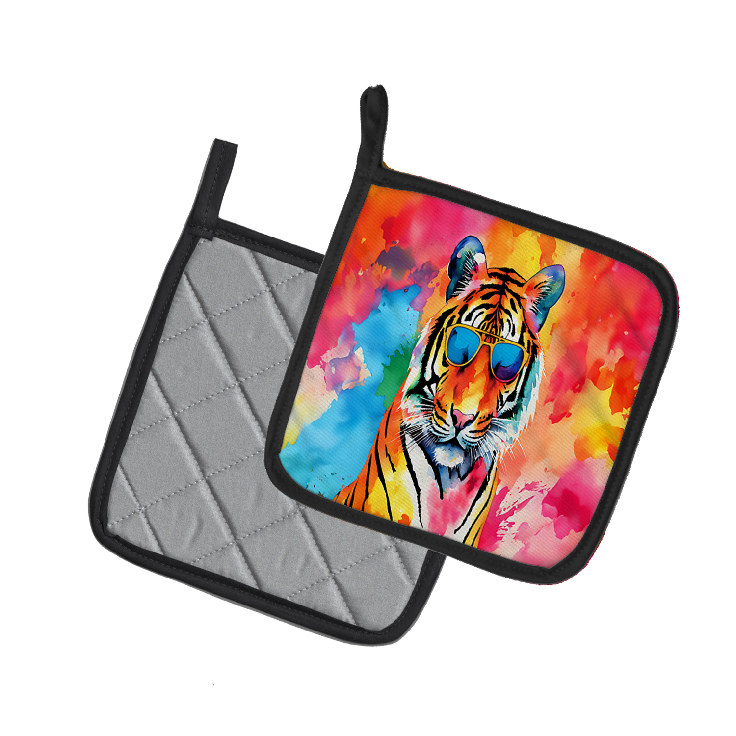 Carolines Treasures DAC3966PTHD 7.5 x 7.5 in. Unisex Hippie Animal Bengal Tiger Pair of Pot Holders