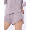 thumbnail image 5 of DARING DIVA Women's Long Sleeve Elastic Waistband Top and Shorts Lounge Set M Purple, 5 of 7