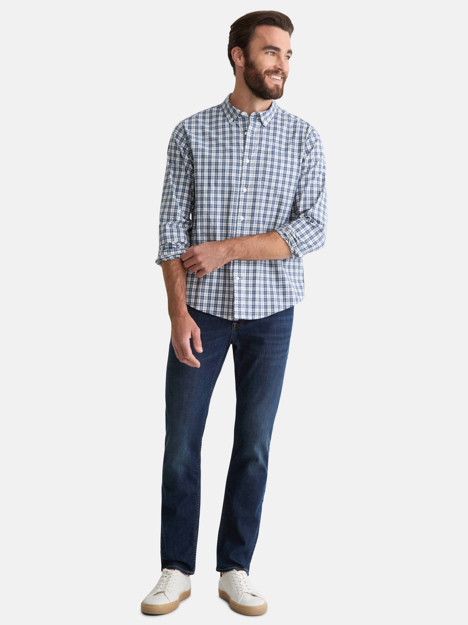 George Men's & Big Men's Classic Fit Poplin Shirt with Long Sleeves, Sizes S-3XL