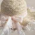 thumbnail image 5 of Hsqqdc Women Lace Bow Straw Sun Hat Wide Brim Beach Hat UV Protection Floppy Summer Cap, 5 of 6