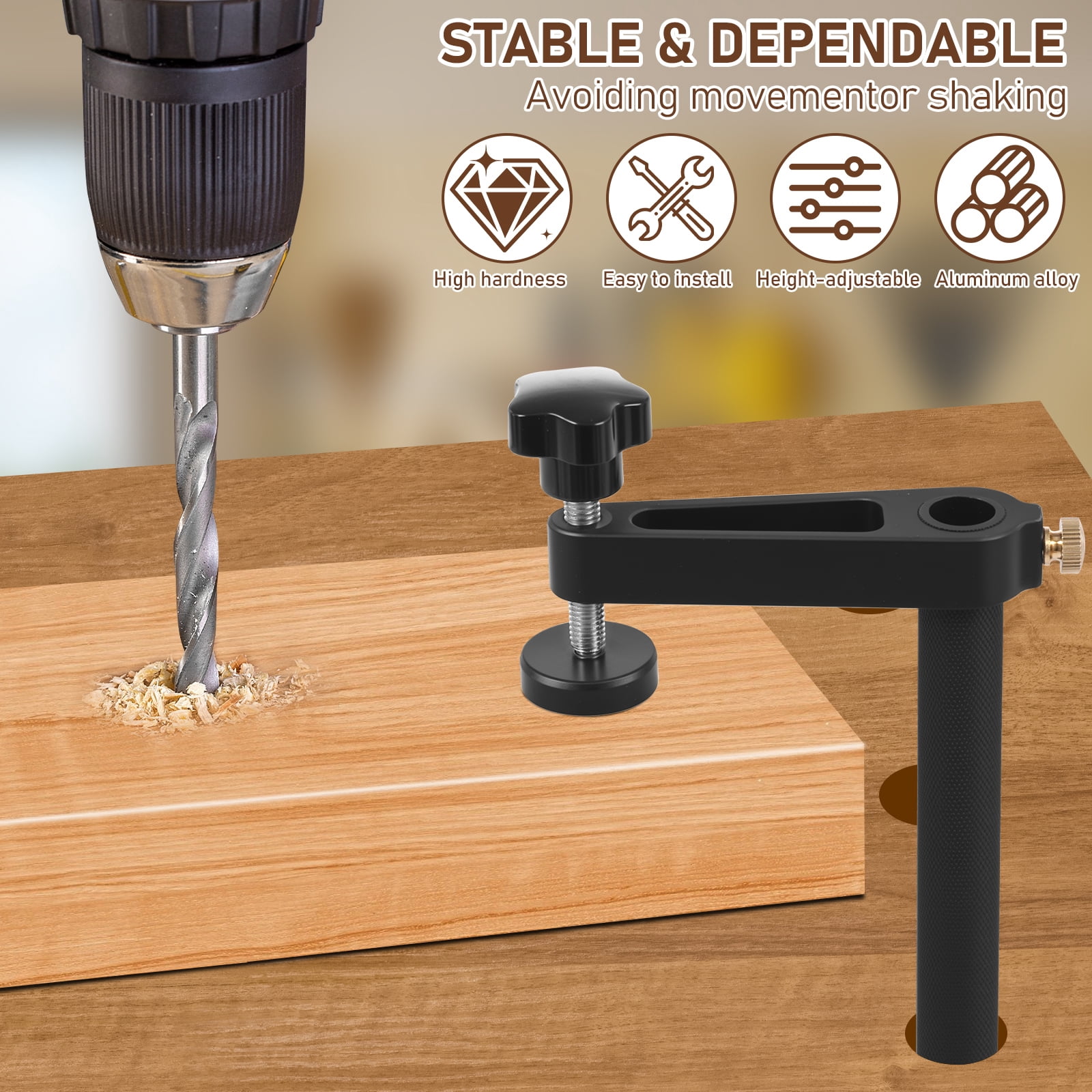 2-Pack Bench Dog Clamp, 3/4" Dog Hole Clamp – Adjustable Height Aluminum Alloy Holdfast for Woodworking, Milling, Cutting & Sanding