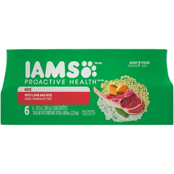 IAMS PROACTIVE  Adult Soft Wet Dog Food Paté with Lamb & Rice, (6) 13 oz. Cans