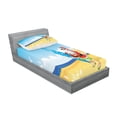 thumbnail image 2 of Ambesonne Christmas Fitted Sheet & Pillow Sham Set, Santa on Beach Surf, Twinxl, Blue Yellow, 2 of 2