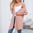 thumbnail image 4 of Womens Solid Color Open Front Knit Cardigan Coat Lightweight Simple Long Sleeve Loose Fit Cardigan, 4 of 6