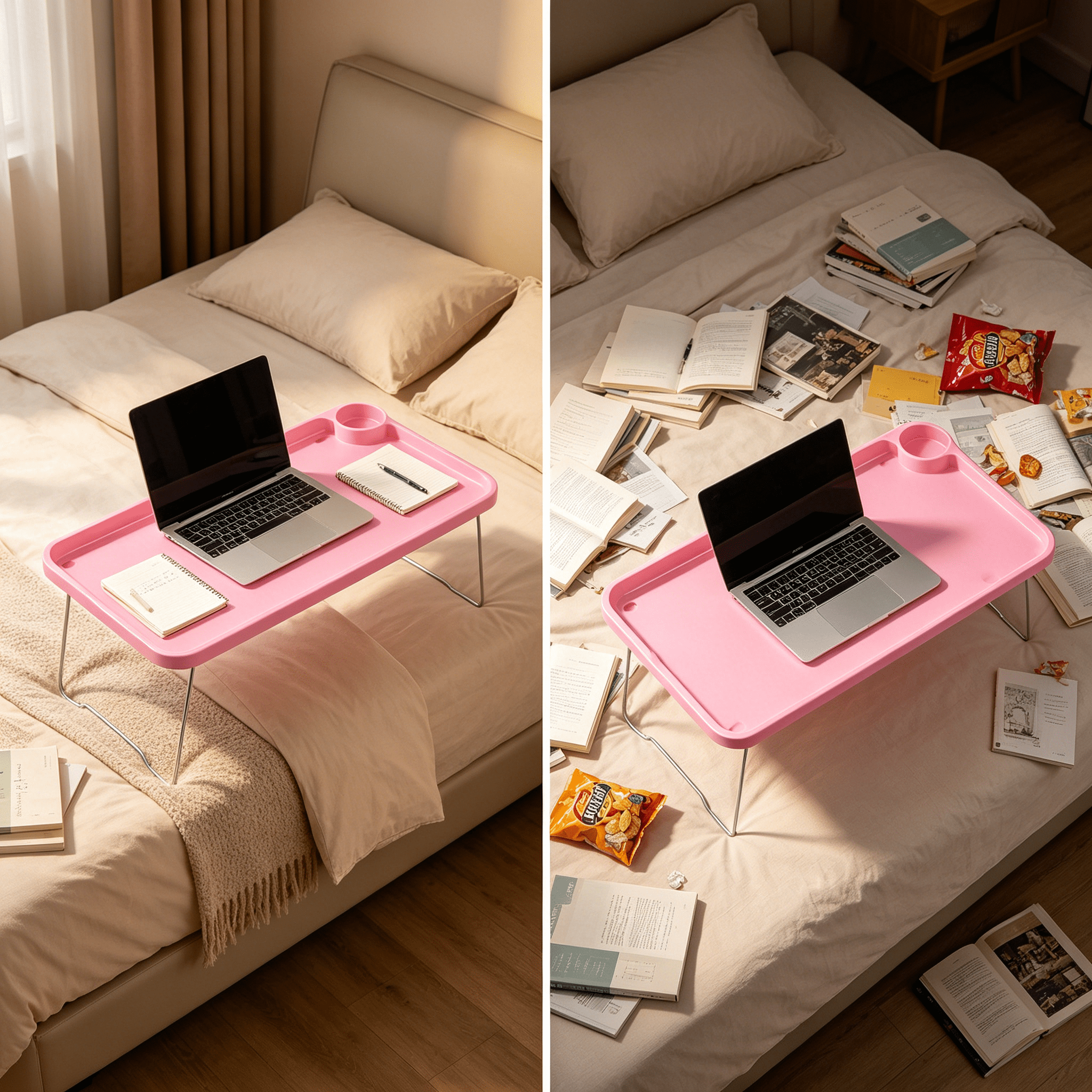 XIBUFE 2026 New Portable Foldable Laptop Table Tray Stand,Laptop Bed Desk,Lap Desk for Bed for Working,Writing,Reading,Eating,Lapdesk for Low Sitting Floor 19.3"