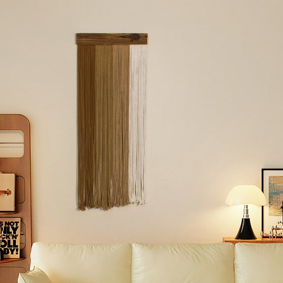 HVEST Boho Macrame Long Wall Tapestry, Brown and White Fibre Tie-Dye Handmade Macrame Wall Hanging Bohemian Yarn Tapestry Living Room Bedroom Modern Home Decor, 38.58x15.7 inch