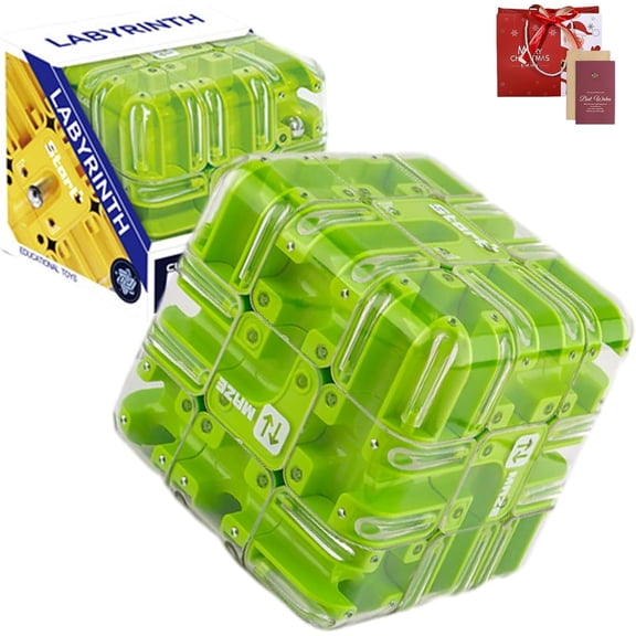 3D Rolling Ball Maze Cube - 2026 Upgraded Large Labyrinth 3D Puzzle Maze Cube for Spatial Awareness Brain Training