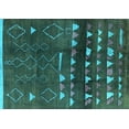 thumbnail image 1 of Ahgly Company Machine Washable Indoor Rectangle Oriental Turquoise Blue Industrial Area Rugs, 7' x 10', 1 of 4