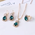 thumbnail image 3 of Xinyolin 3Pcs/Set Women Water Drop Bright Alloy Rhinestone - Pendant Necklace Earrings Ring Jewelry Set for Valentine Day, 3 of 8