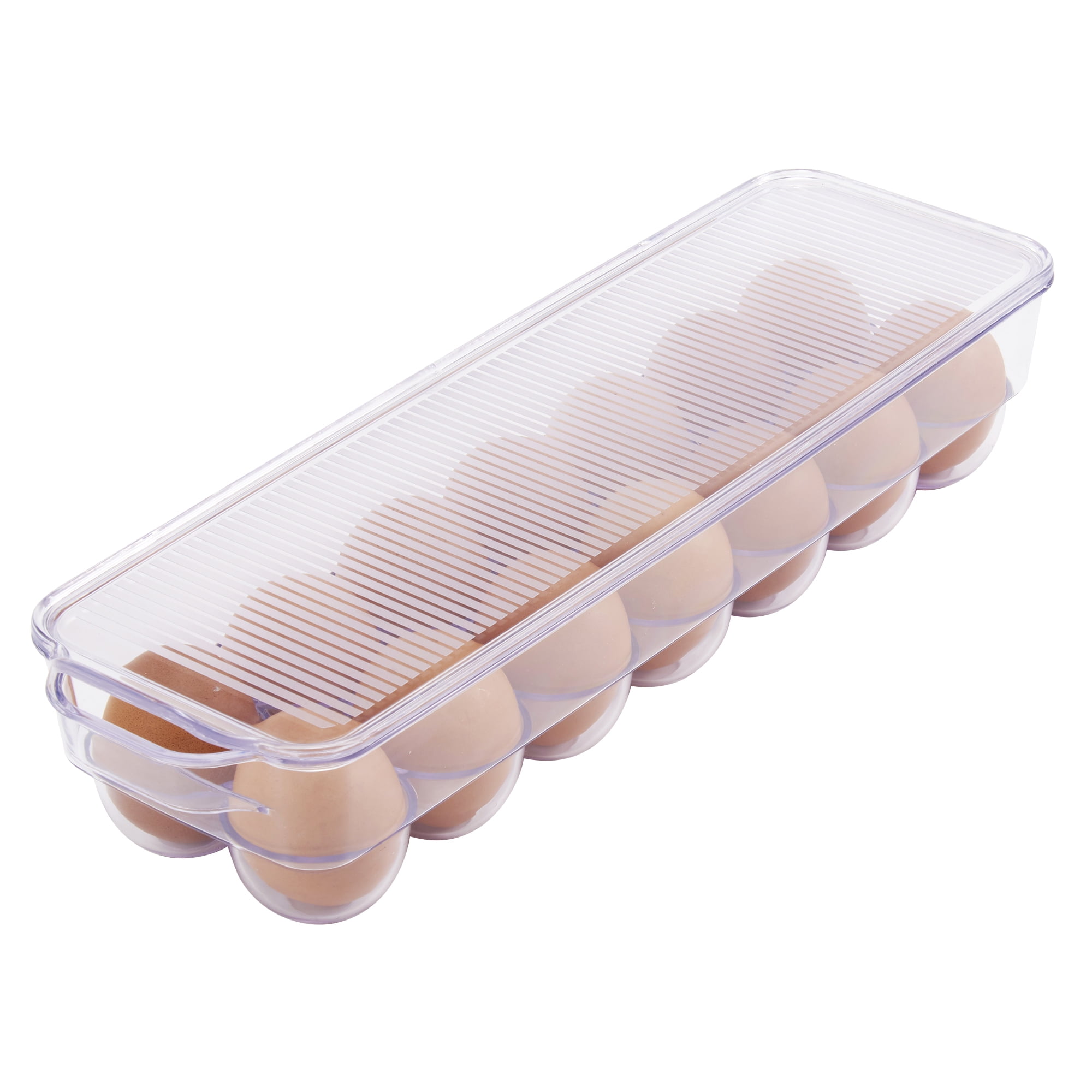 Mainstays Clear Plastic Egg Holder for Refrigerator (Holds 14 Eggs), Made for Refrigerator Egg Storage